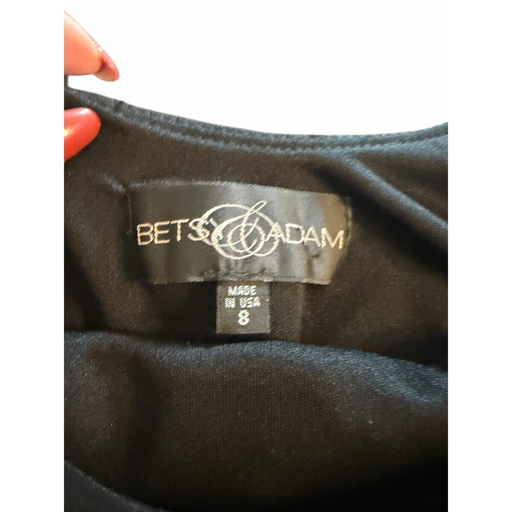 Betsy and Adam Black with Gold One Shoulder - Size 8 - Picture 5 of 9